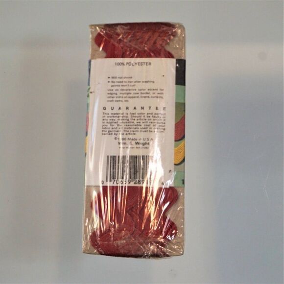 Vintage 1986 Wrights Jumbo 2.5 yards Rick Rack Red No 065 - Picture 4 of 5
